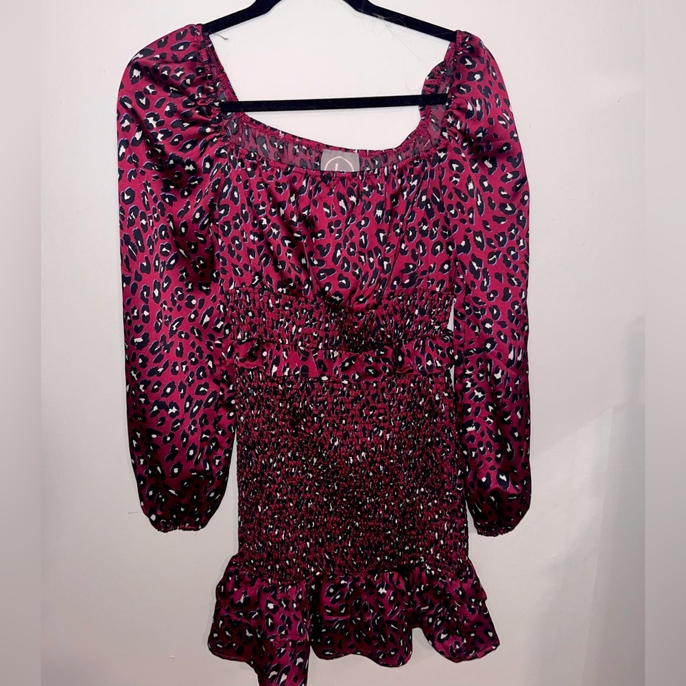 LR purple cheetah print mini dress